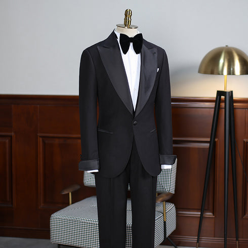 Black Wool Suit – Black lapel suits – Inspired by Classic Men’s Tuxedo Suits Plus Size